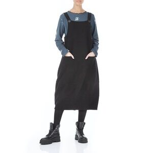 GRIZAS Dress S Green Cotton Jersey Balloon Pinafore Prairie Jumper Lagan Look